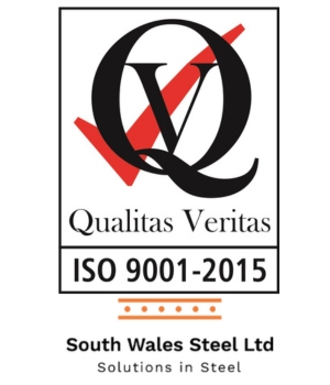 Image: South Wales Steel logo with the ISO 9001 Certificate.